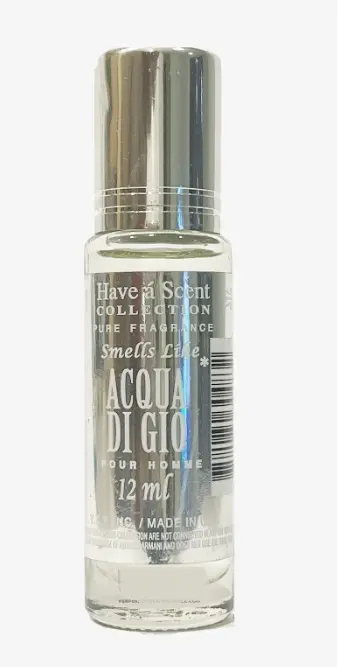 Have a Scent Pure Fragrance Smells Like "Acqua Di Gio" Pour Homme Roll On Oil 12ml