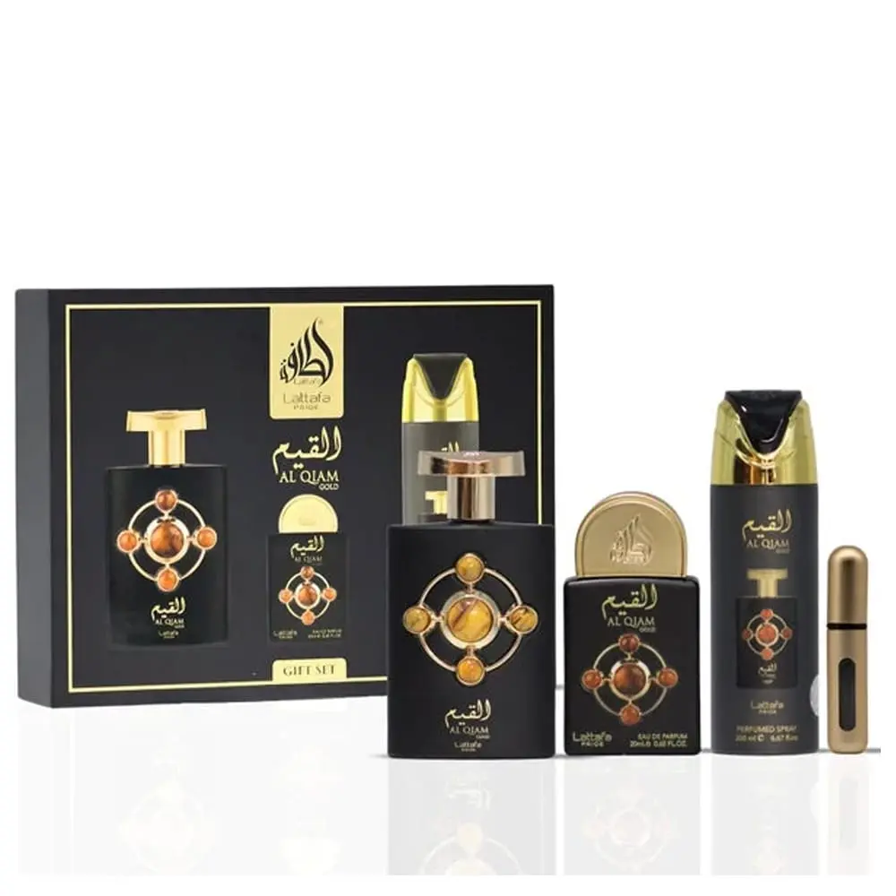 LATTAFA PRIDE AL QIAM GOLD  3 PCS GIFT SET WITH 100ML  EDP + 20ML EDP + 200ML  PERFUMED SPRAY